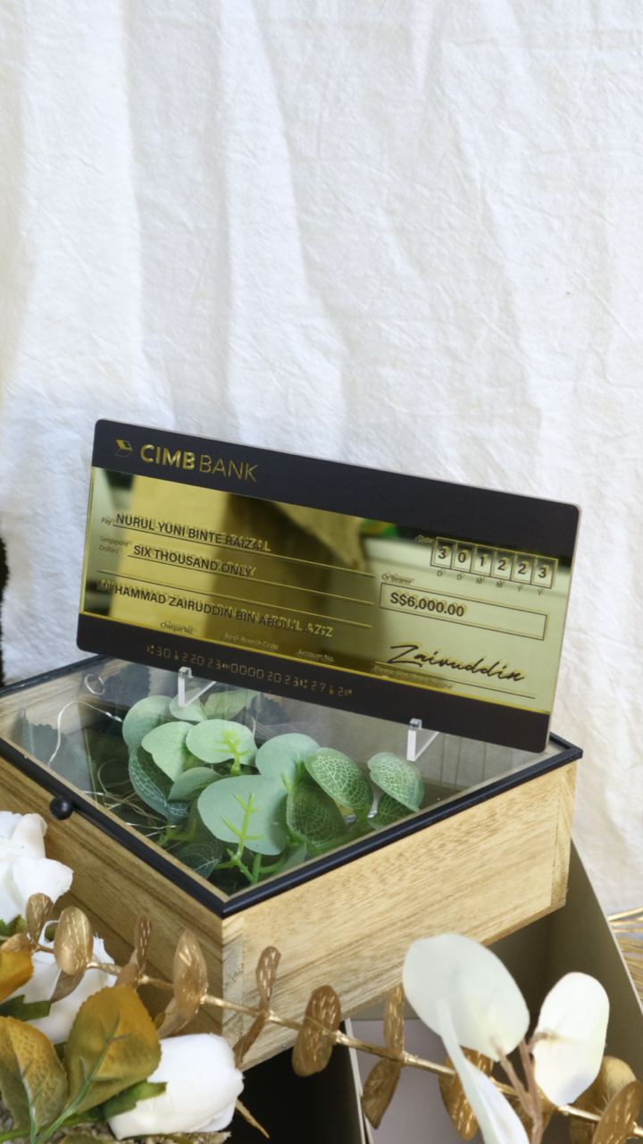 Gold Mirror (Black Printed) Mock Up Cheque