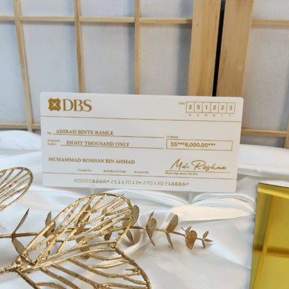 Matte White (Gold Printed Text) Mock up Cheque