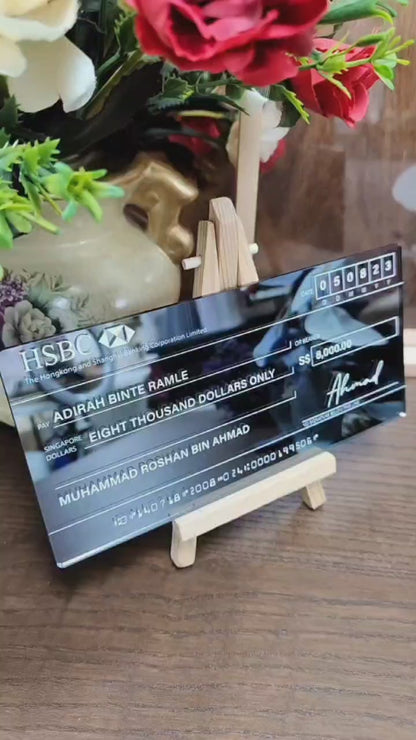 Metallic Grey (White Printed Text) Mock up Cheque