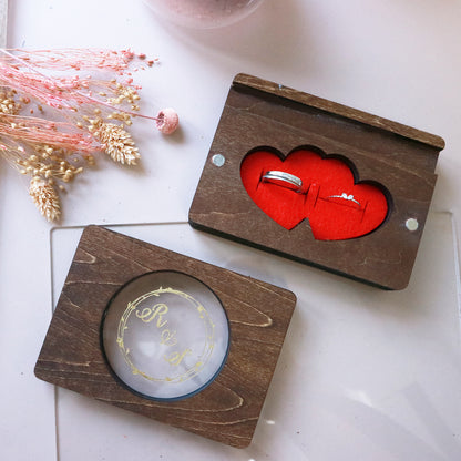 wedding decor accessory wooden rustic ring holder with window laser cut