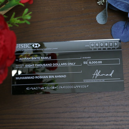 Metallic Grey (White Printed Text) Mock up Cheque