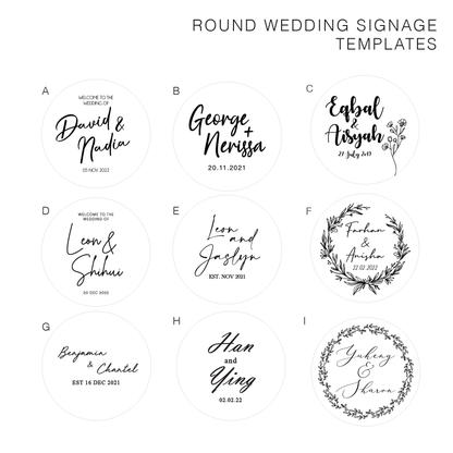 Round Wedding Signage with Printing