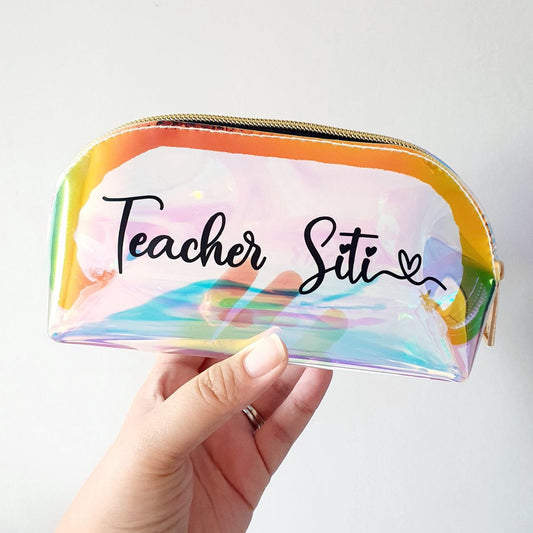 Personalized Pencil Bag Case Iridescent Pouch
