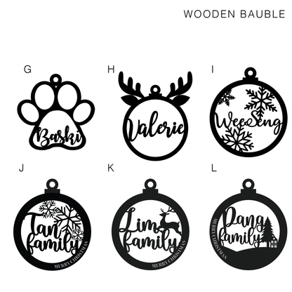 Bauble Ornament - Christmas Wood Baubles